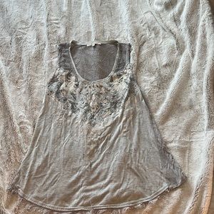 Miss Me blouse with rinds tone and white velvet design on the front size S